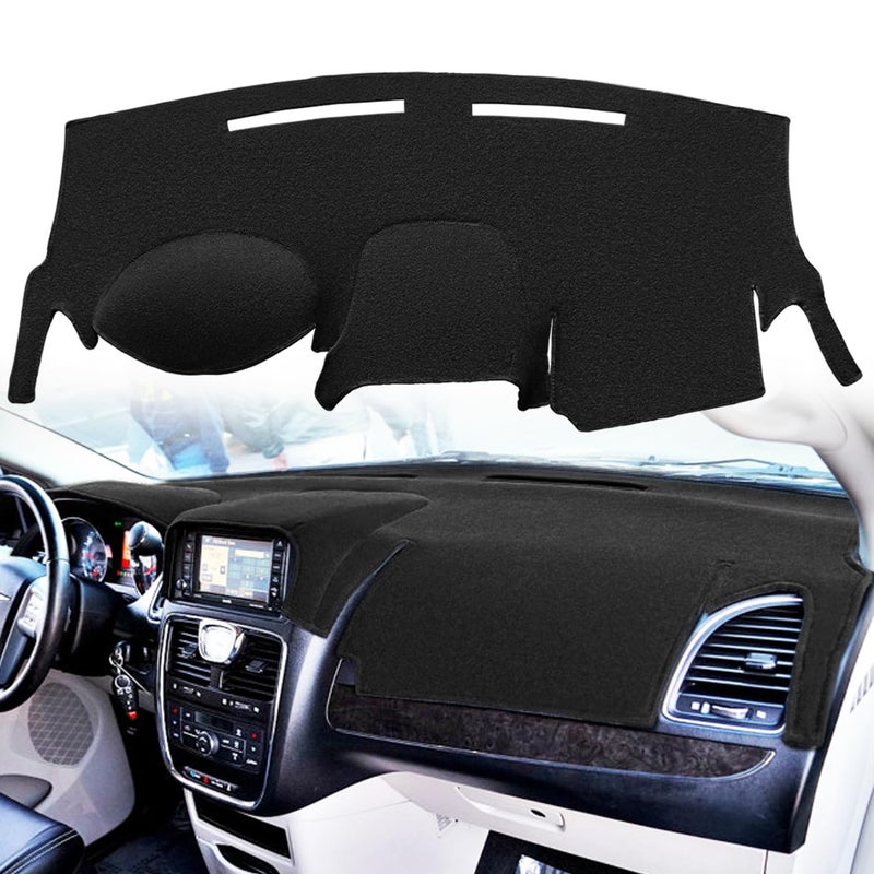 Yiz Dash Cover Mat Custom Fit for Dodge Grand Caravan/Ram C/V Tradesman/Chrysler Town Country,Dashboard Cover Carpet Pad Cap Protector Without Headlight Sensor (Black) Y08 - Image 1